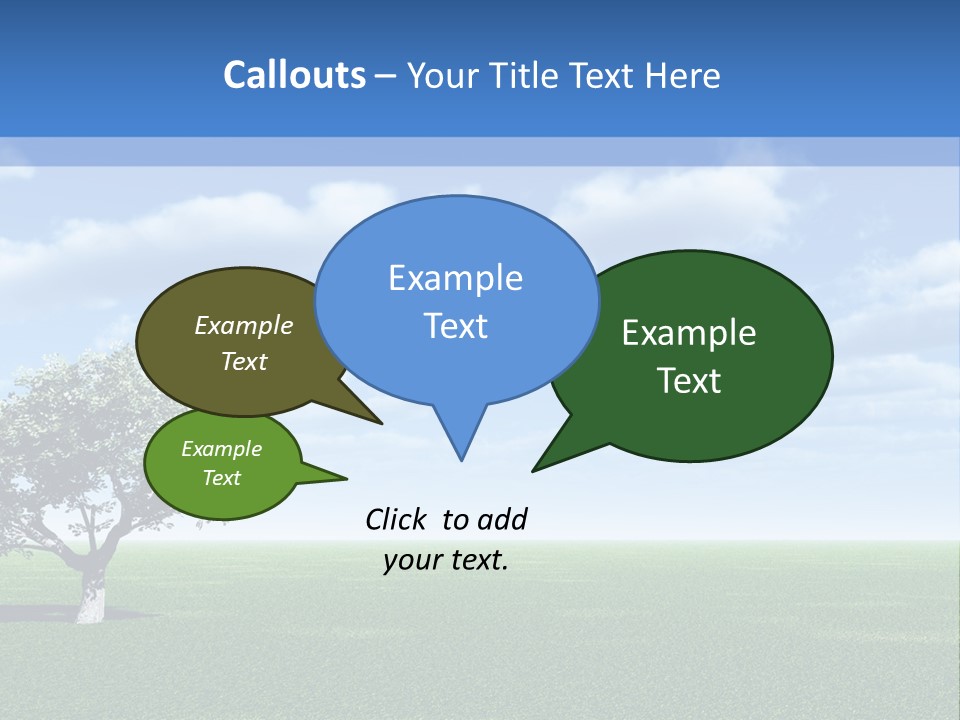 Alone Tree And Beautiful Sky With Clouds - 3D Landscape Scene. PowerPoint Template