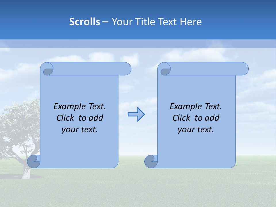 Alone Tree And Beautiful Sky With Clouds - 3D Landscape Scene. PowerPoint Template