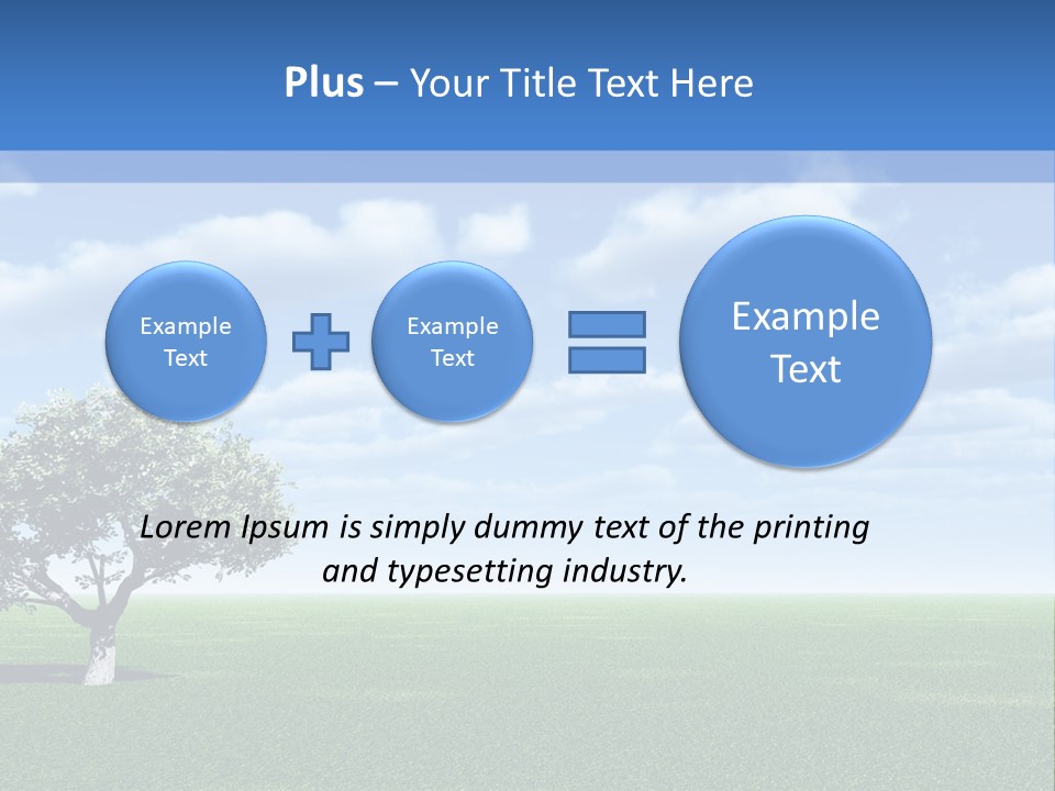Alone Tree And Beautiful Sky With Clouds - 3D Landscape Scene. PowerPoint Template