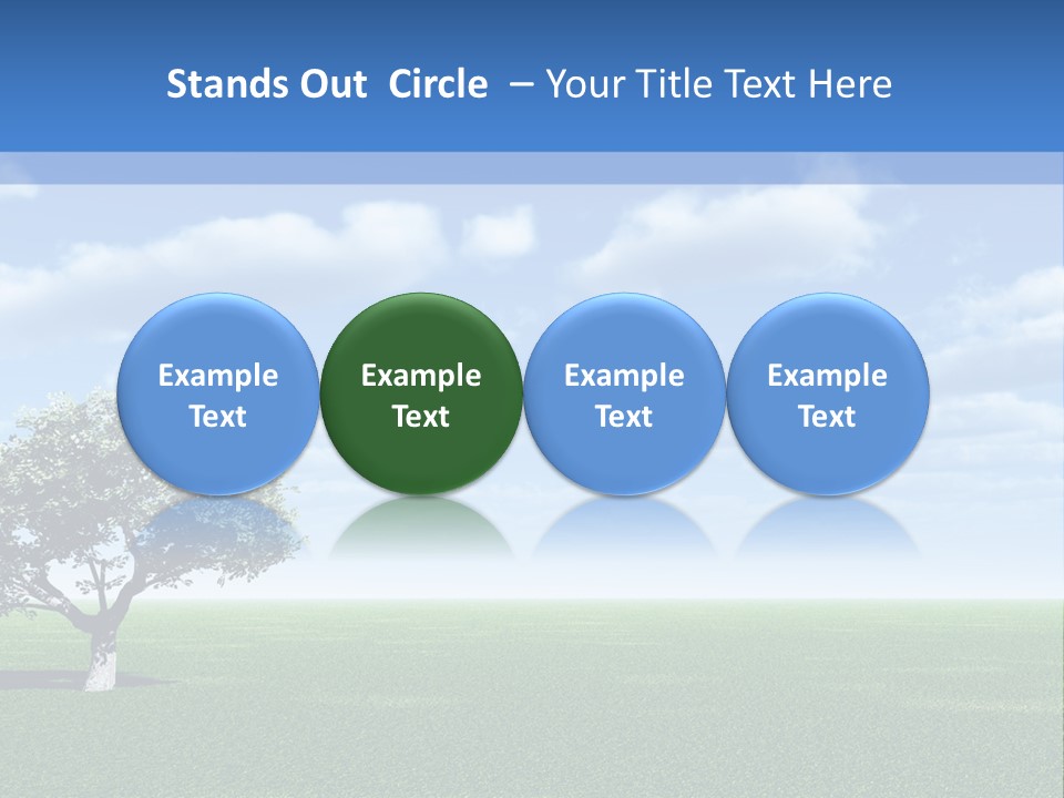 Alone Tree And Beautiful Sky With Clouds - 3D Landscape Scene. PowerPoint Template