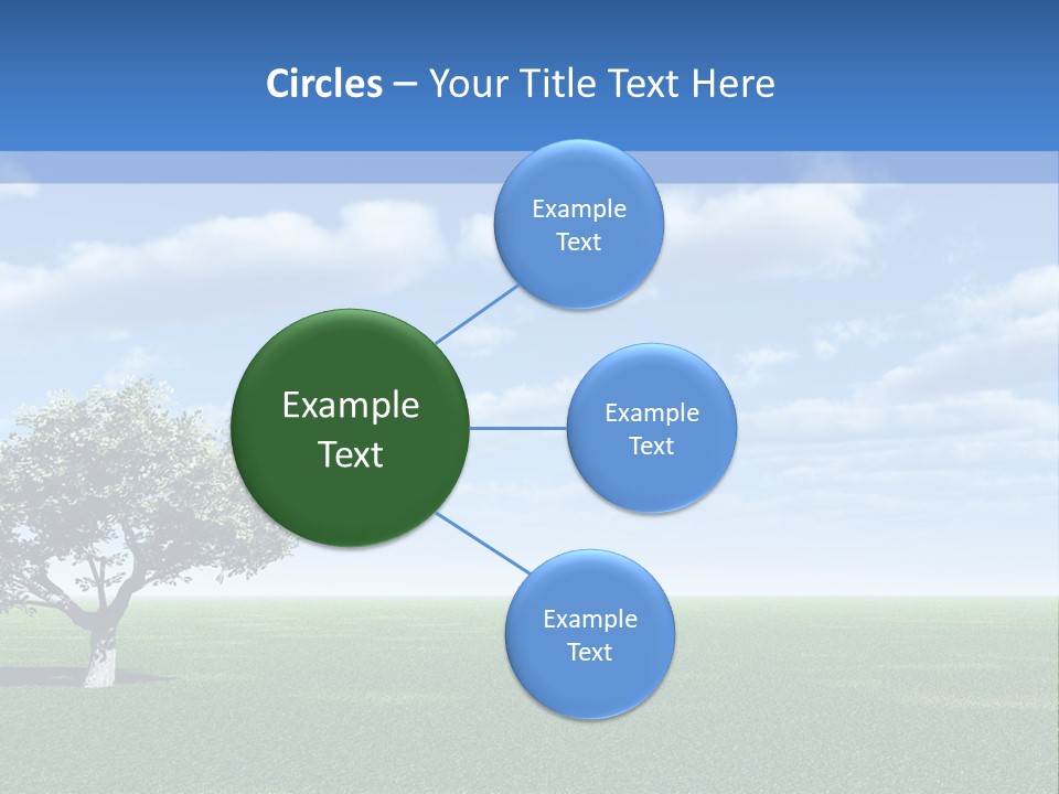 Alone Tree And Beautiful Sky With Clouds - 3D Landscape Scene. PowerPoint Template