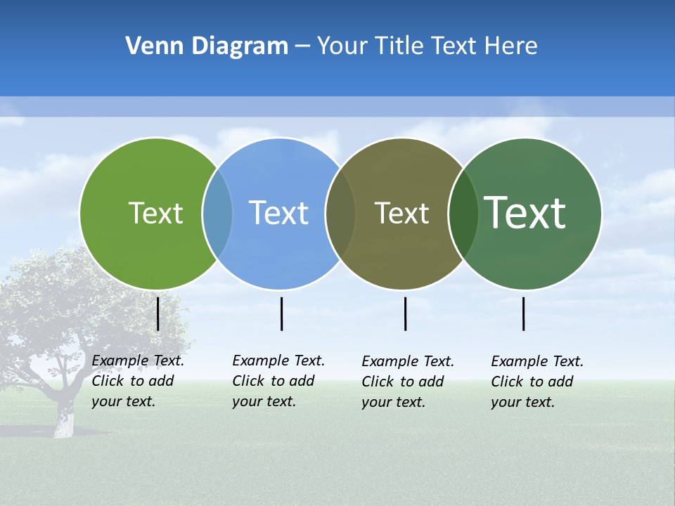 Alone Tree And Beautiful Sky With Clouds - 3D Landscape Scene. PowerPoint Template
