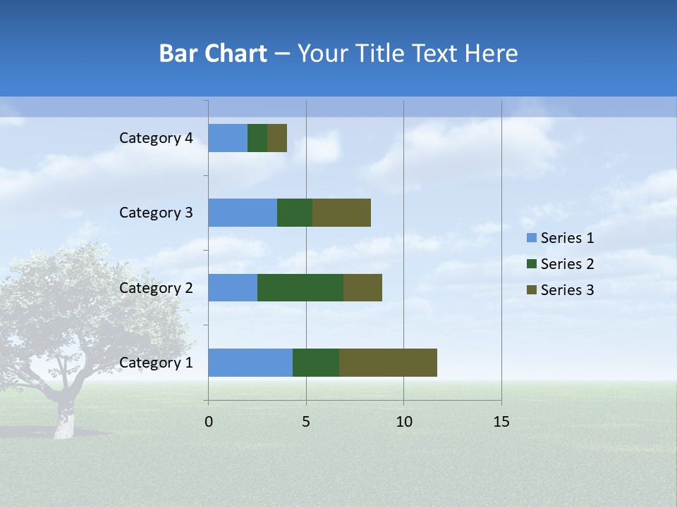 Alone Tree And Beautiful Sky With Clouds - 3D Landscape Scene. PowerPoint Template