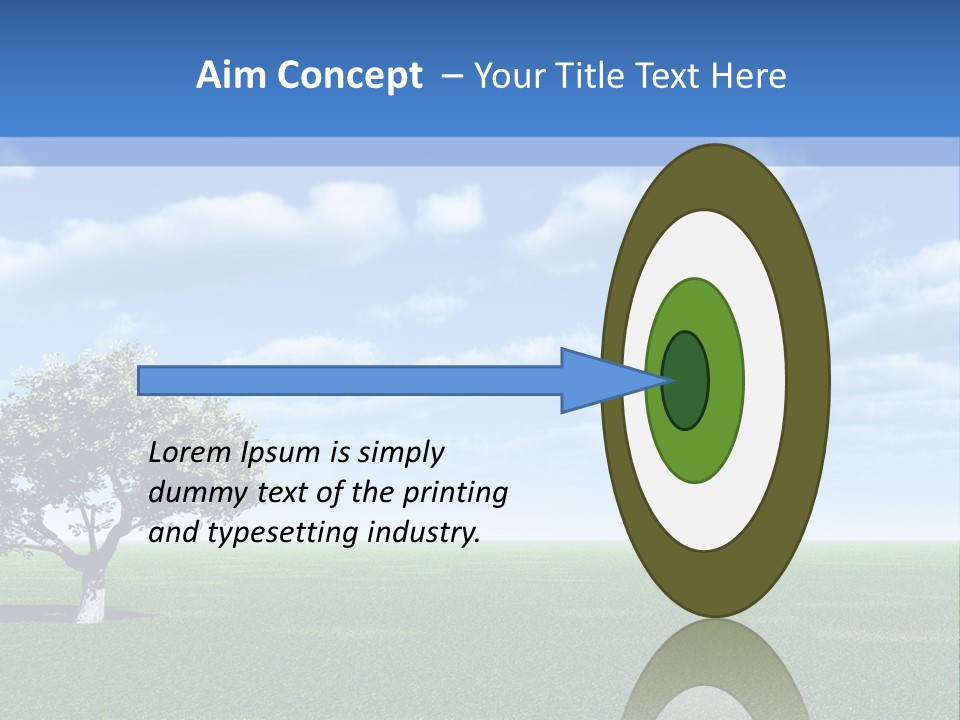 Alone Tree And Beautiful Sky With Clouds - 3D Landscape Scene. PowerPoint Template