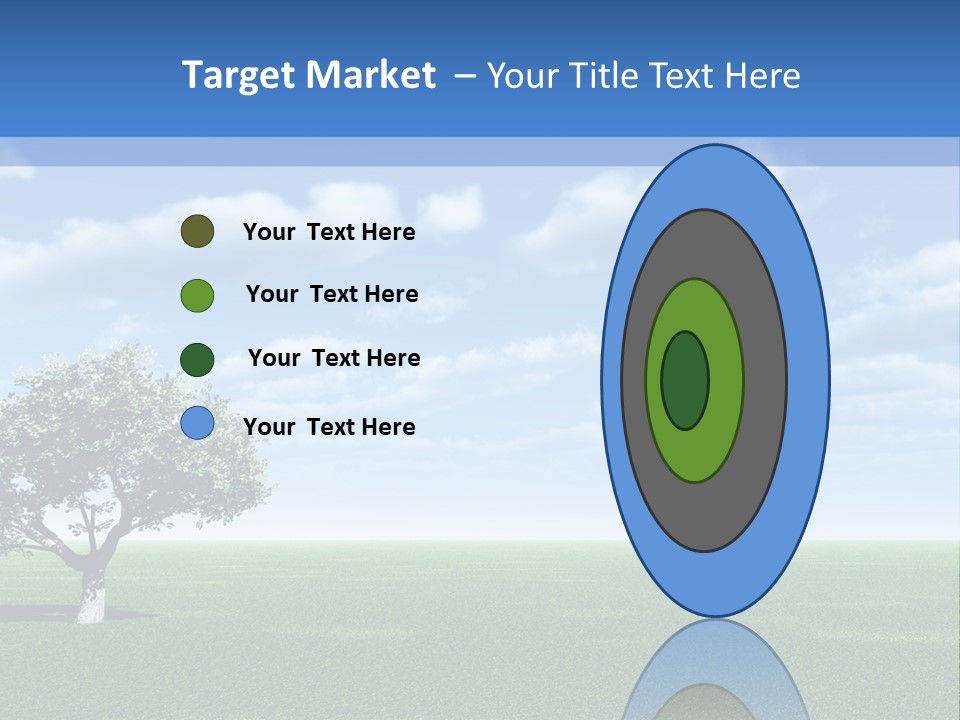 Alone Tree And Beautiful Sky With Clouds - 3D Landscape Scene. PowerPoint Template