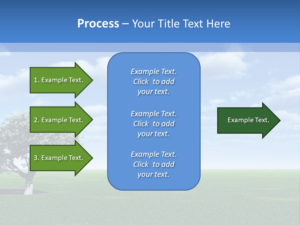 Alone Tree And Beautiful Sky With Clouds - 3D Landscape Scene. PowerPoint Template