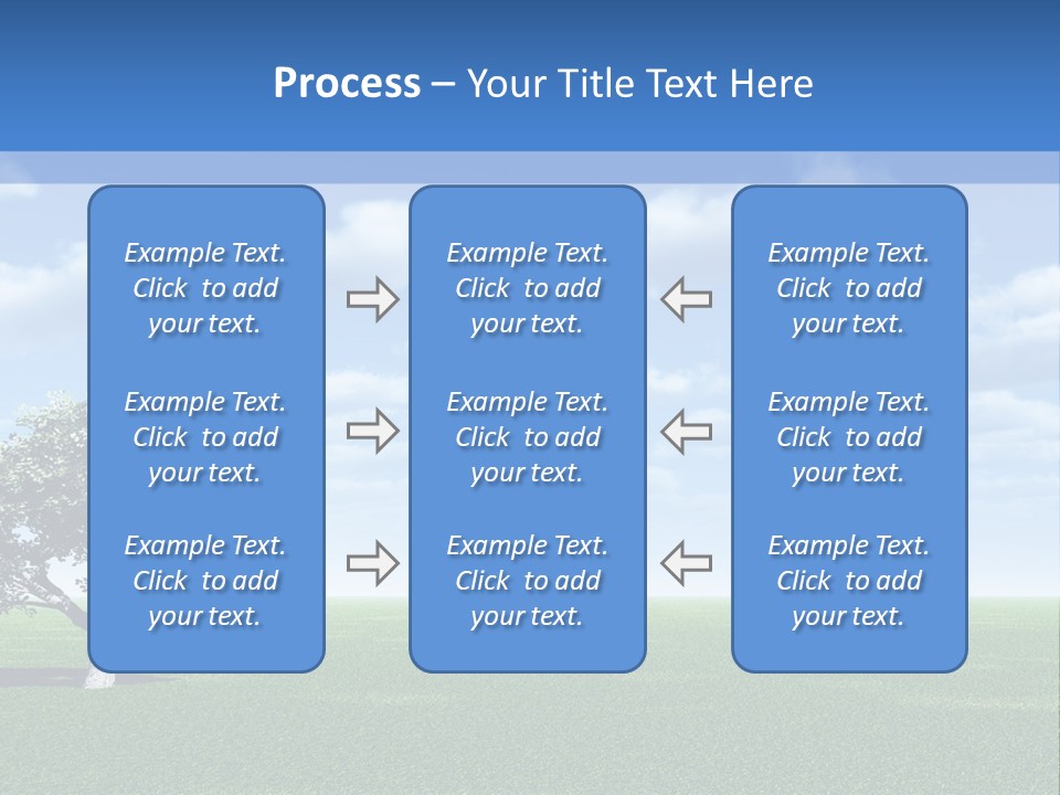 Alone Tree And Beautiful Sky With Clouds - 3D Landscape Scene. PowerPoint Template