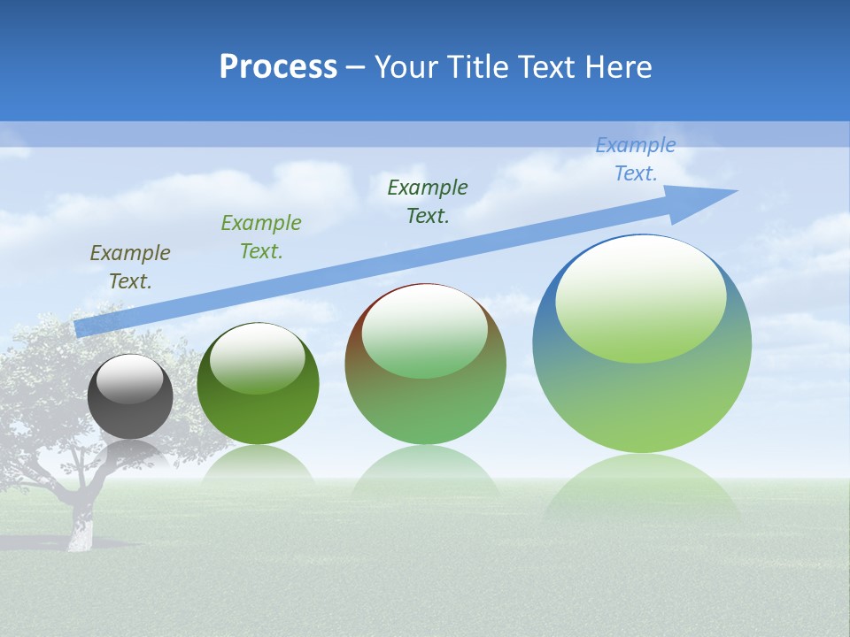 Alone Tree And Beautiful Sky With Clouds - 3D Landscape Scene. PowerPoint Template