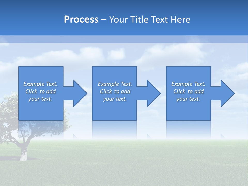 Alone Tree And Beautiful Sky With Clouds - 3D Landscape Scene. PowerPoint Template