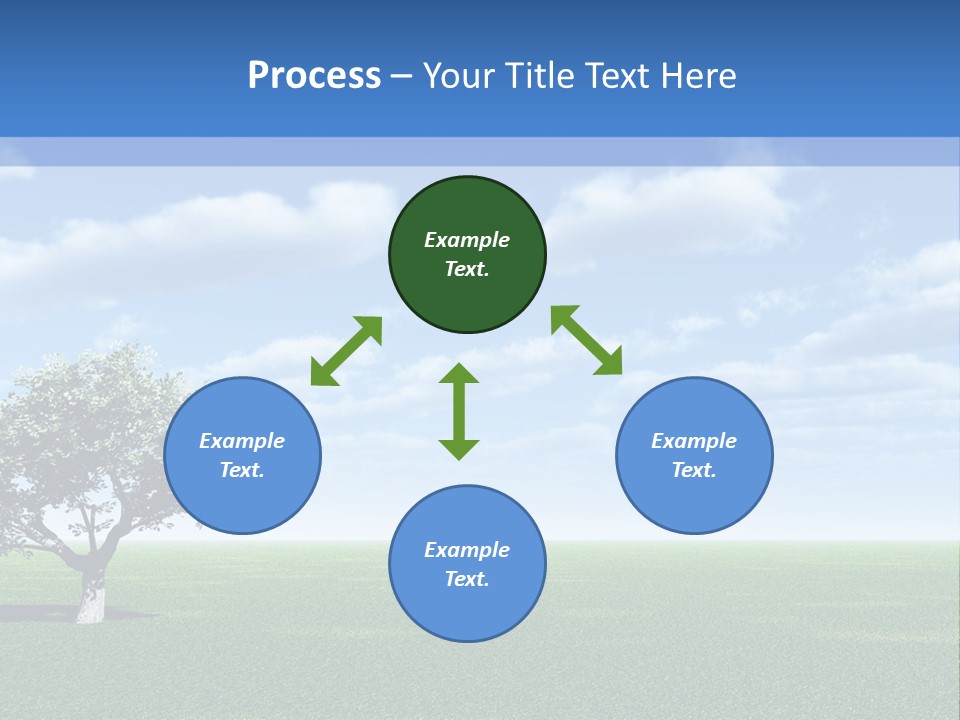 Alone Tree And Beautiful Sky With Clouds - 3D Landscape Scene. PowerPoint Template