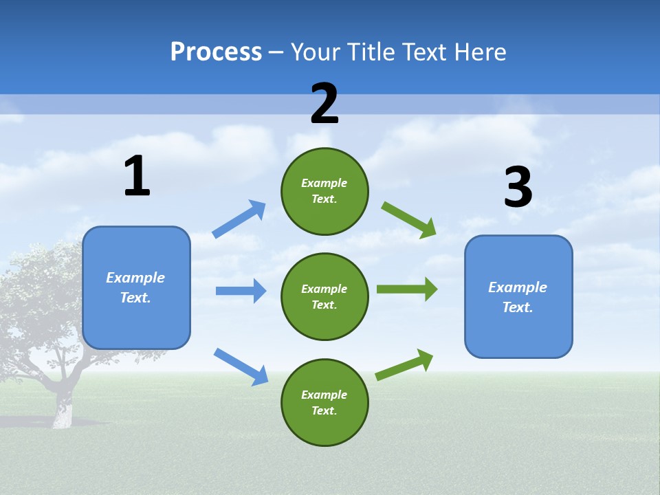 Alone Tree And Beautiful Sky With Clouds - 3D Landscape Scene. PowerPoint Template