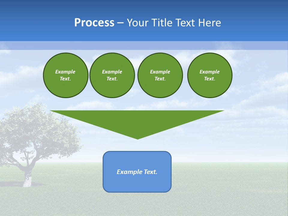 Alone Tree And Beautiful Sky With Clouds - 3D Landscape Scene. PowerPoint Template