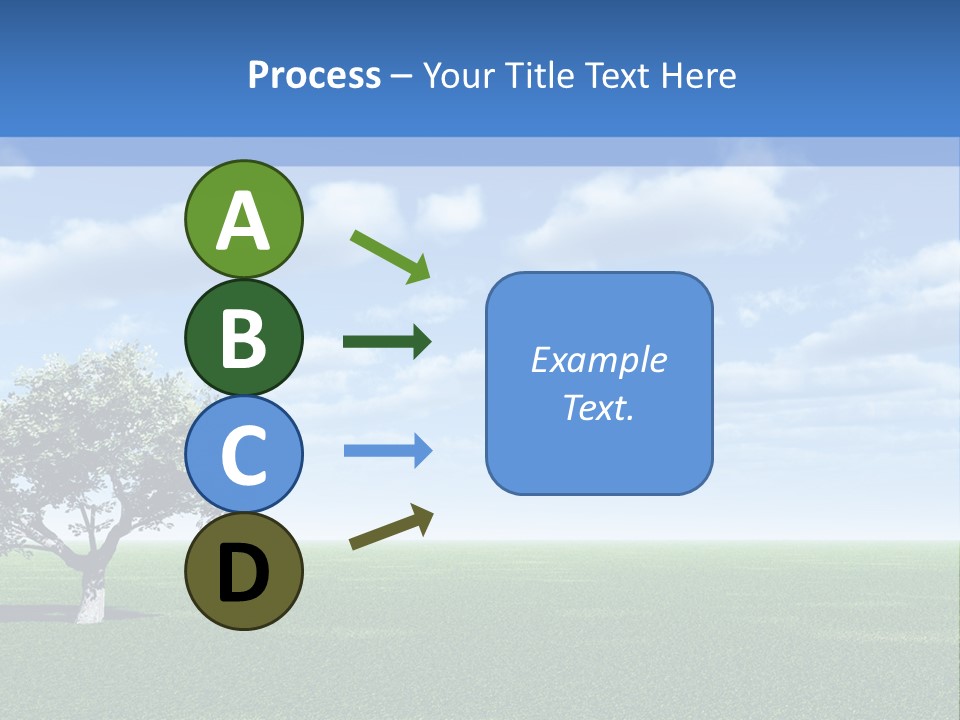 Alone Tree And Beautiful Sky With Clouds - 3D Landscape Scene. PowerPoint Template