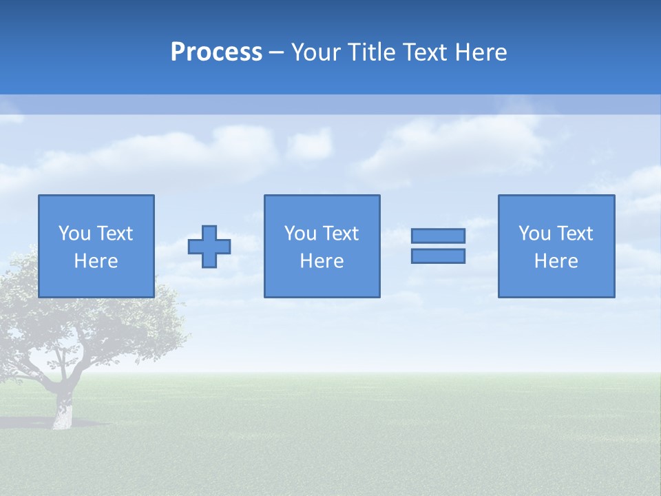 Alone Tree And Beautiful Sky With Clouds - 3D Landscape Scene. PowerPoint Template