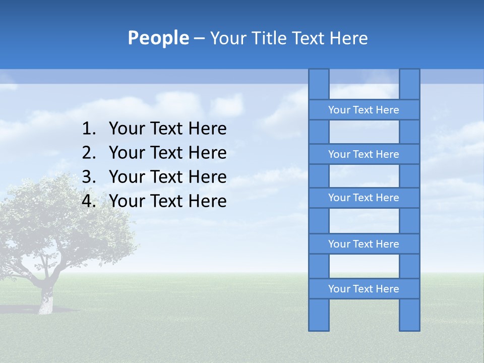 Alone Tree And Beautiful Sky With Clouds - 3D Landscape Scene. PowerPoint Template