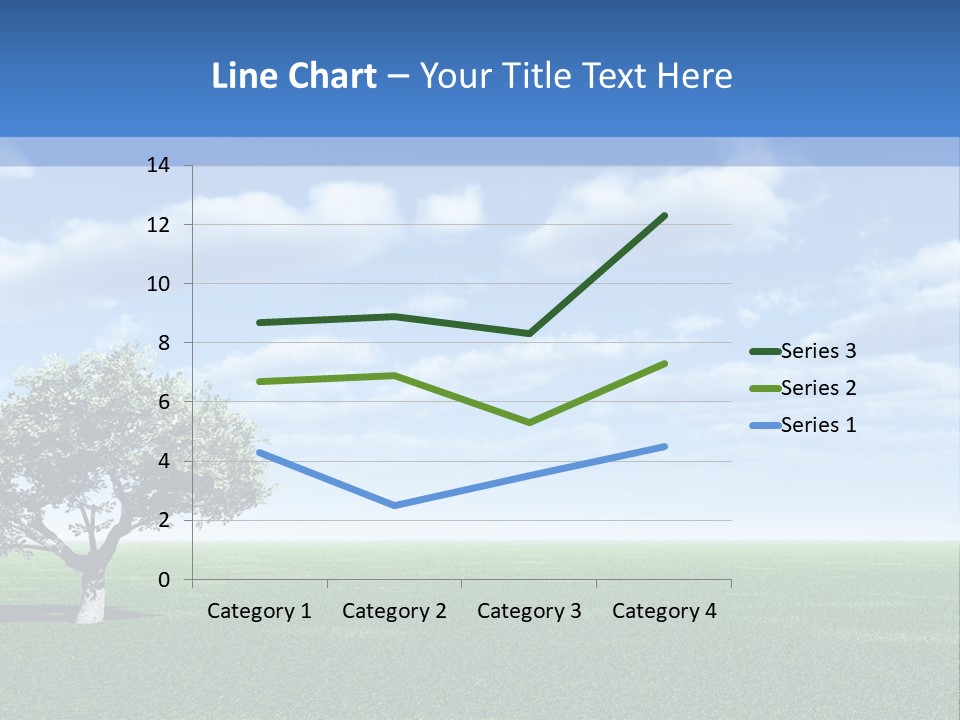 Alone Tree And Beautiful Sky With Clouds - 3D Landscape Scene. PowerPoint Template