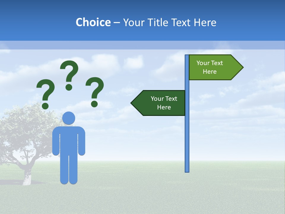 Alone Tree And Beautiful Sky With Clouds - 3D Landscape Scene. PowerPoint Template