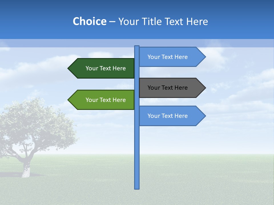 Alone Tree And Beautiful Sky With Clouds - 3D Landscape Scene. PowerPoint Template
