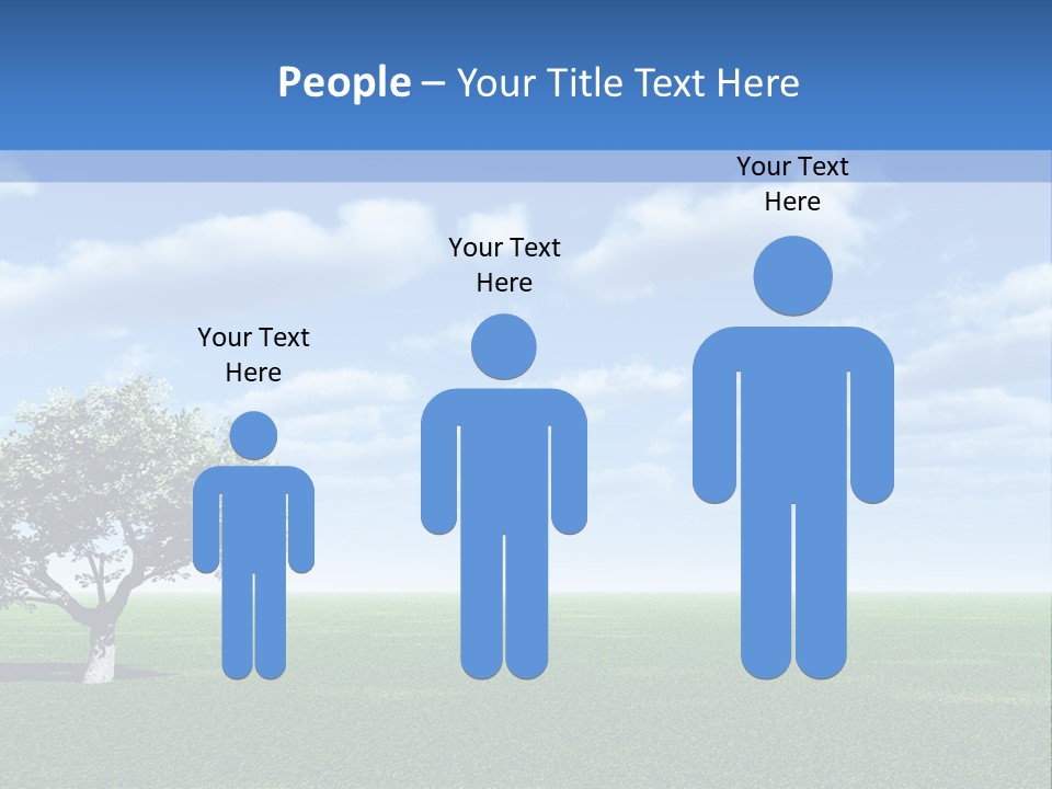 Alone Tree And Beautiful Sky With Clouds - 3D Landscape Scene. PowerPoint Template