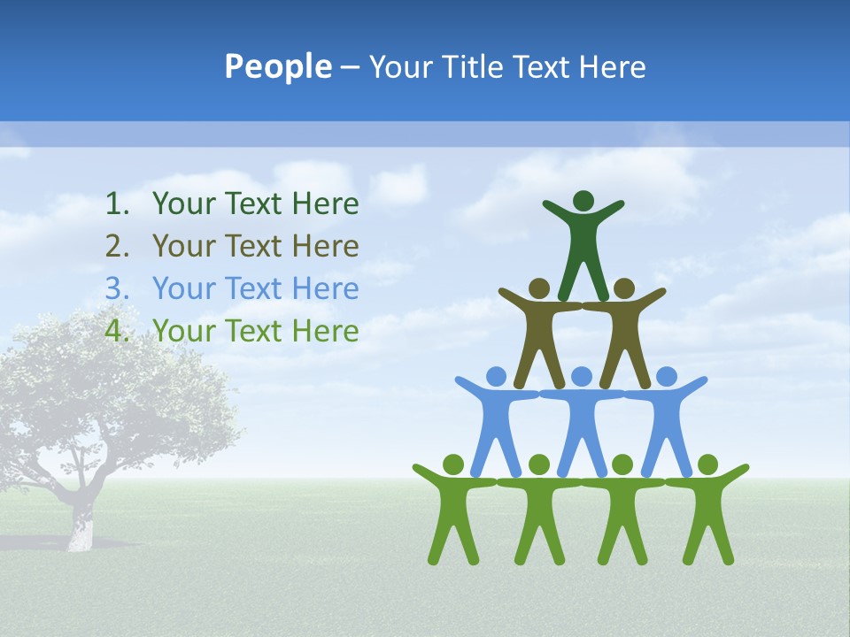 Alone Tree And Beautiful Sky With Clouds - 3D Landscape Scene. PowerPoint Template