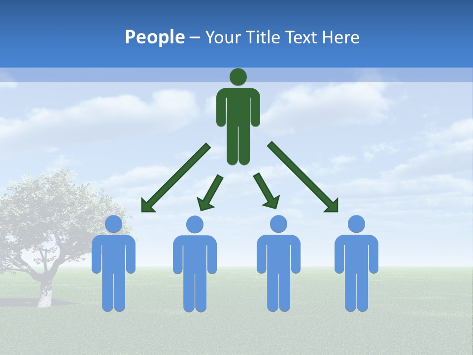 Alone Tree And Beautiful Sky With Clouds - 3D Landscape Scene. PowerPoint Template