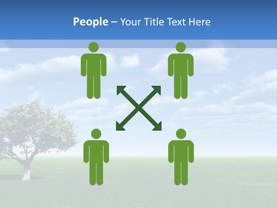 Alone Tree And Beautiful Sky With Clouds - 3D Landscape Scene. PowerPoint Template