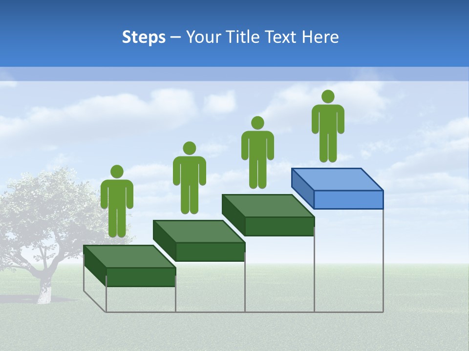 Alone Tree And Beautiful Sky With Clouds - 3D Landscape Scene. PowerPoint Template