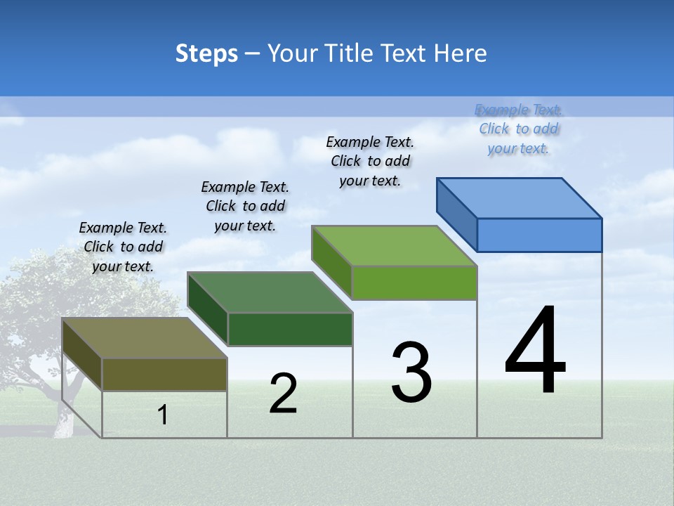 Alone Tree And Beautiful Sky With Clouds - 3D Landscape Scene. PowerPoint Template