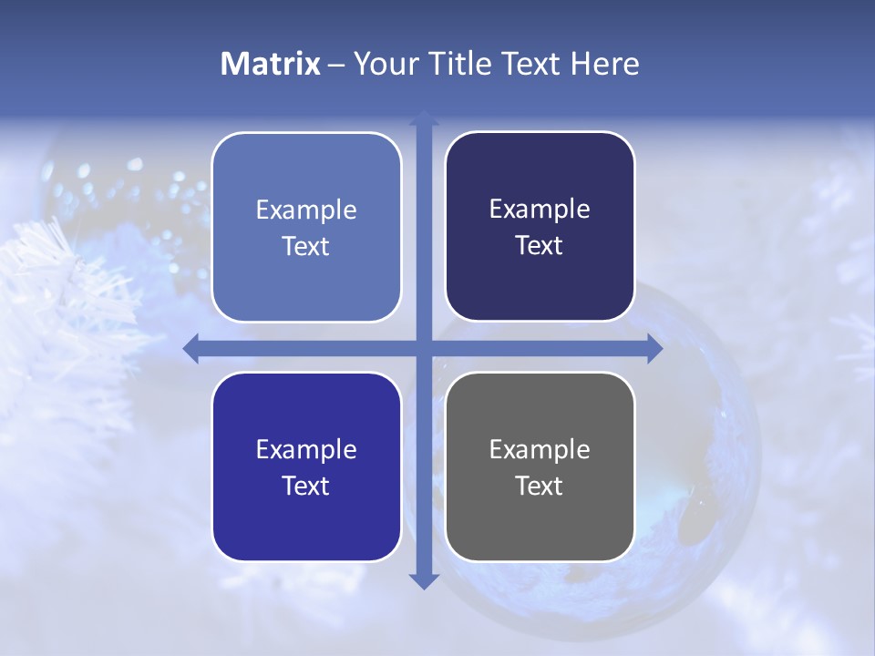 Two Ornaments On Frosted Christmas Tree PowerPoint Template