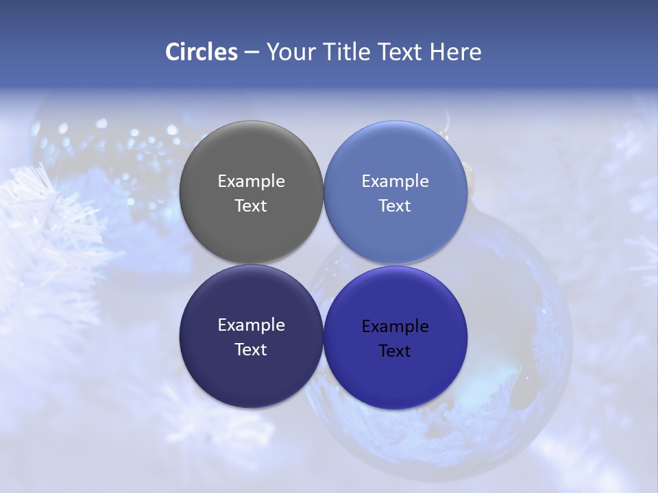 Two Ornaments On Frosted Christmas Tree PowerPoint Template