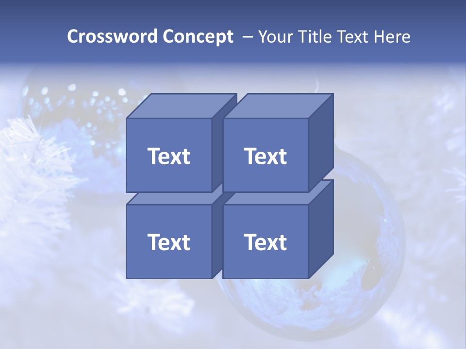 Two Ornaments On Frosted Christmas Tree PowerPoint Template