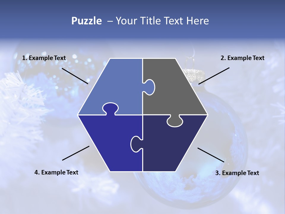 Two Ornaments On Frosted Christmas Tree PowerPoint Template