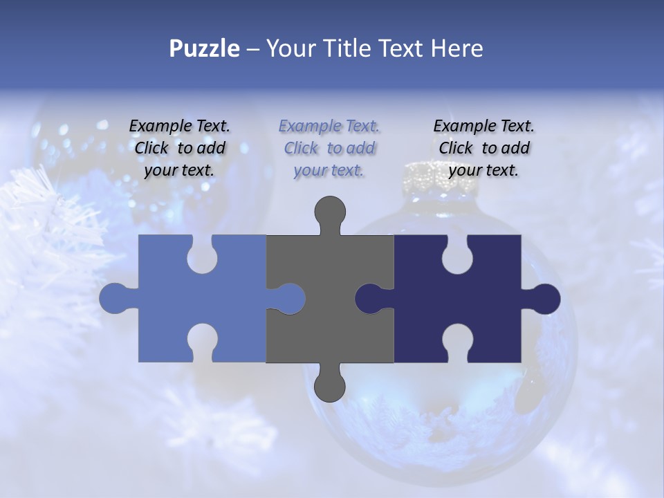 Two Ornaments On Frosted Christmas Tree PowerPoint Template