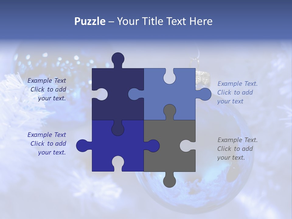 Two Ornaments On Frosted Christmas Tree PowerPoint Template