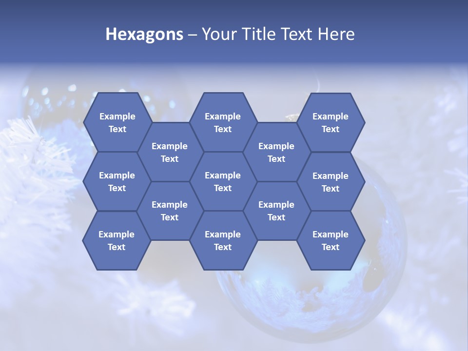 Two Ornaments On Frosted Christmas Tree PowerPoint Template