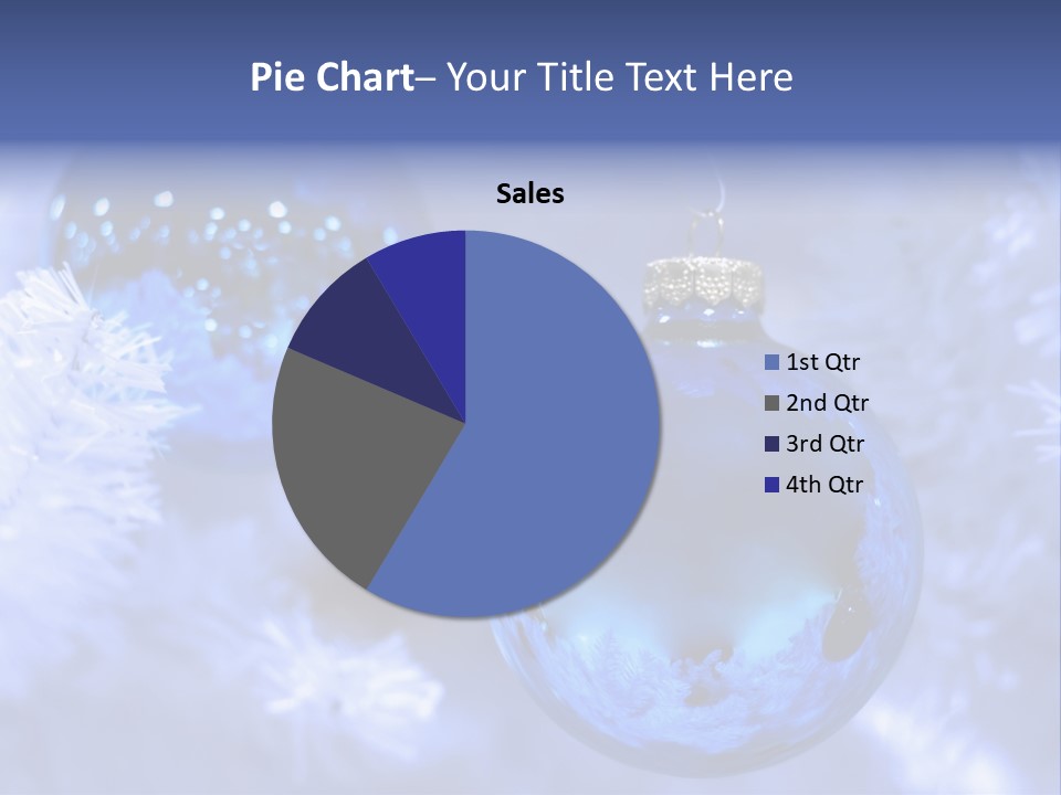 Two Ornaments On Frosted Christmas Tree PowerPoint Template