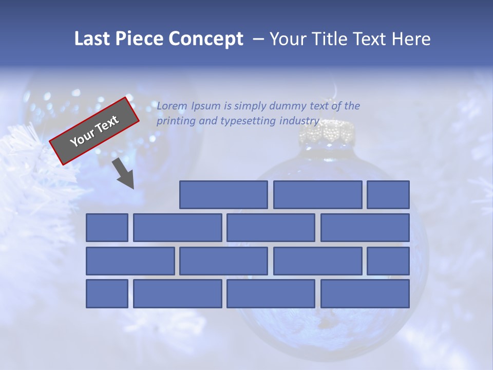 Two Ornaments On Frosted Christmas Tree PowerPoint Template