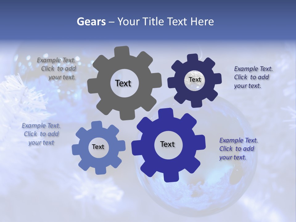 Two Ornaments On Frosted Christmas Tree PowerPoint Template