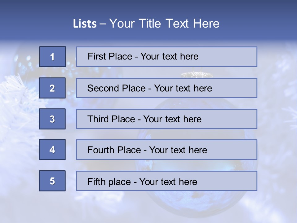 Two Ornaments On Frosted Christmas Tree PowerPoint Template