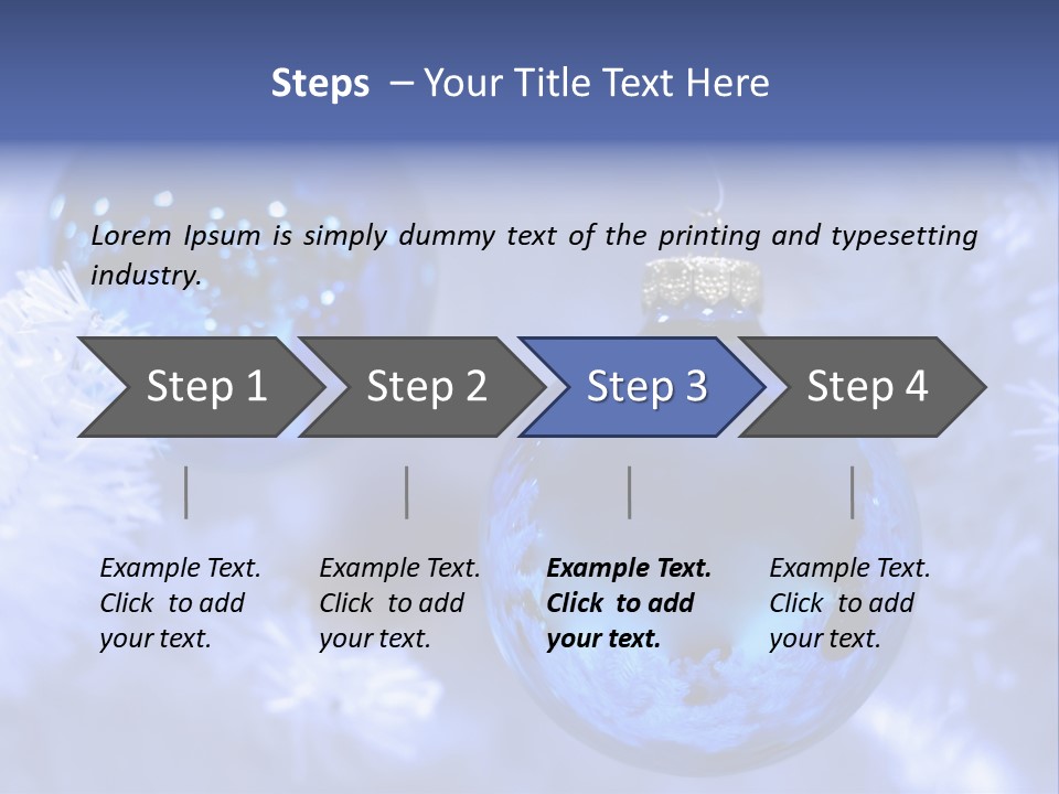 Two Ornaments On Frosted Christmas Tree PowerPoint Template