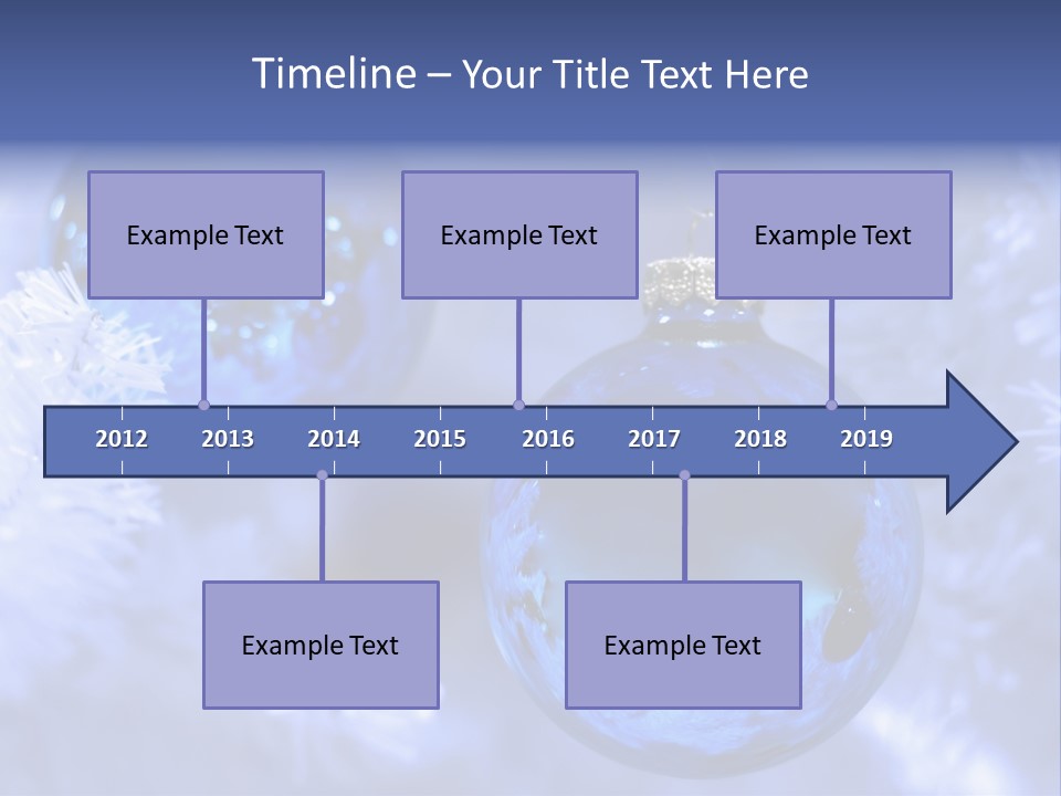 Two Ornaments On Frosted Christmas Tree PowerPoint Template