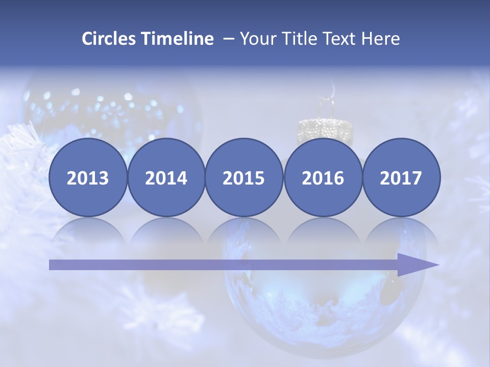 Two Ornaments On Frosted Christmas Tree PowerPoint Template