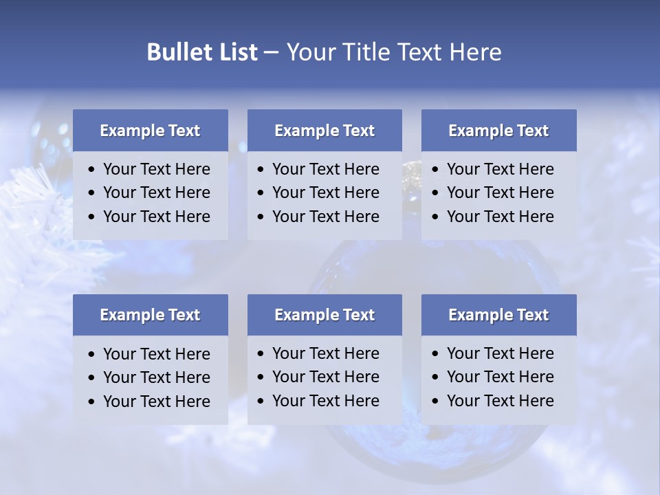 Two Ornaments On Frosted Christmas Tree PowerPoint Template