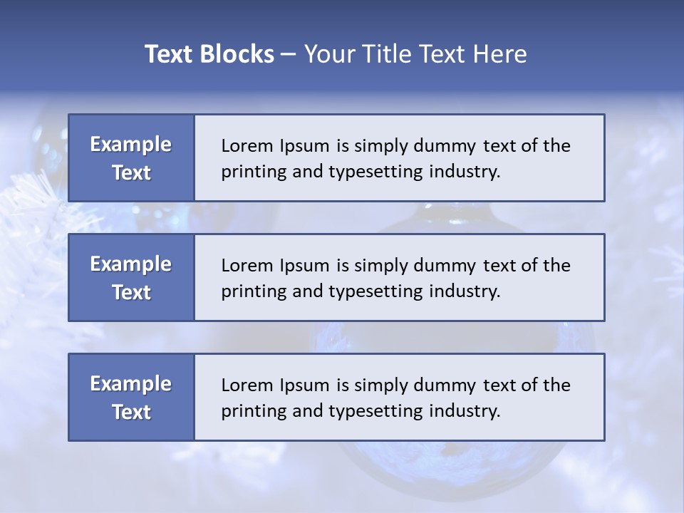 Two Ornaments On Frosted Christmas Tree PowerPoint Template