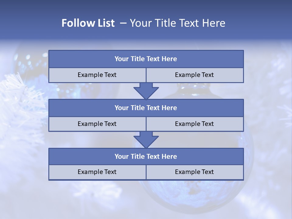 Two Ornaments On Frosted Christmas Tree PowerPoint Template