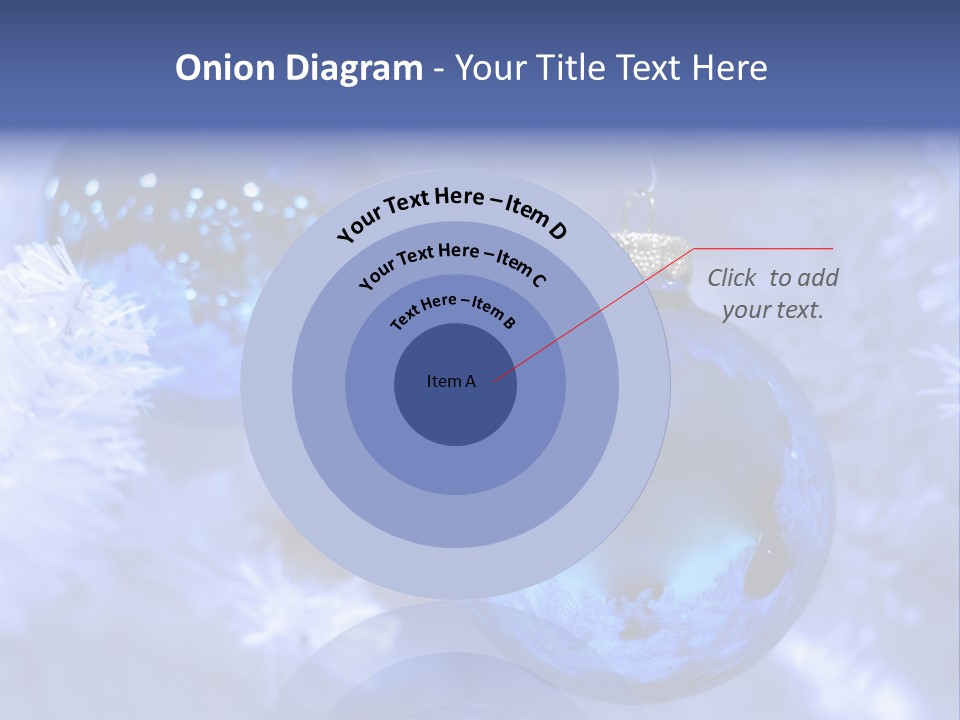 Two Ornaments On Frosted Christmas Tree PowerPoint Template