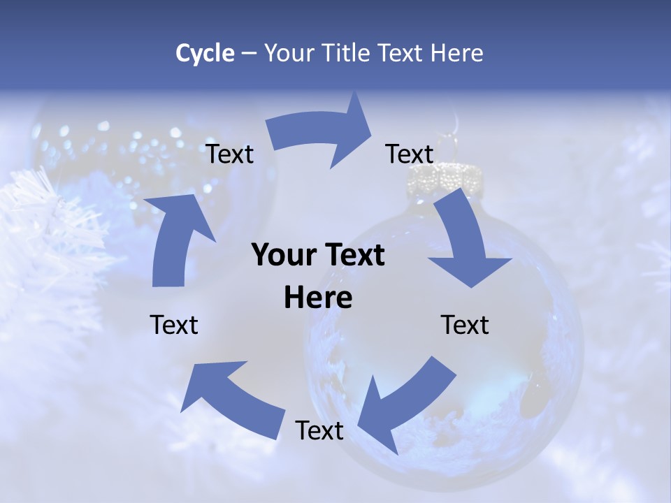 Two Ornaments On Frosted Christmas Tree PowerPoint Template