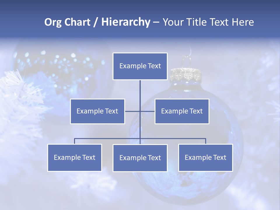 Two Ornaments On Frosted Christmas Tree PowerPoint Template