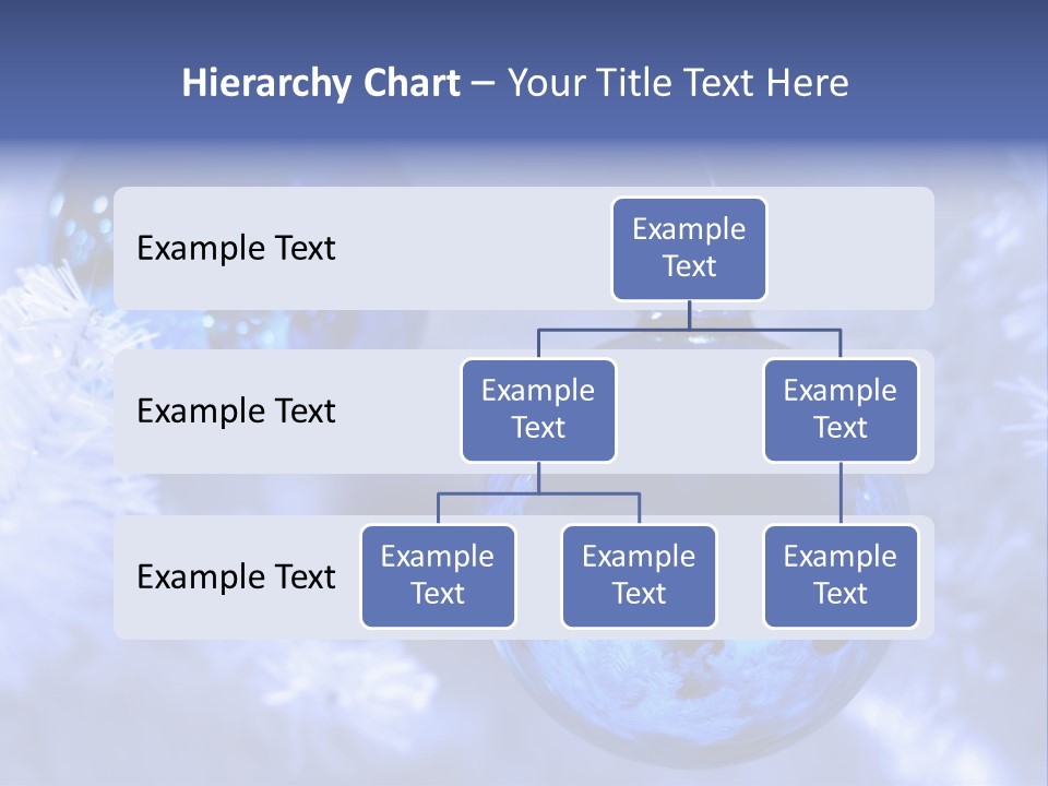 Two Ornaments On Frosted Christmas Tree PowerPoint Template