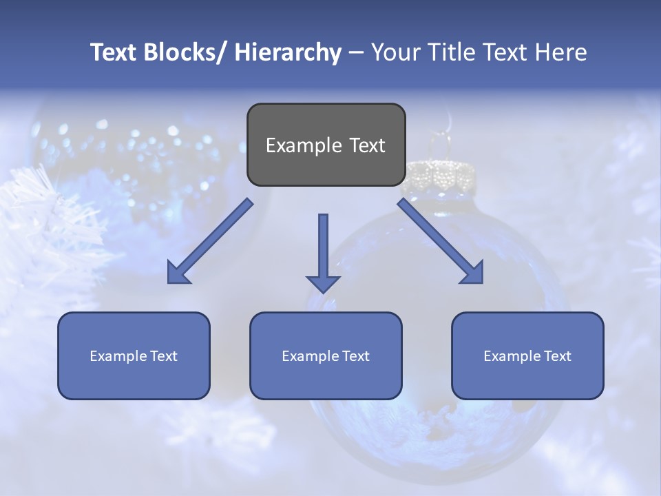 Two Ornaments On Frosted Christmas Tree PowerPoint Template
